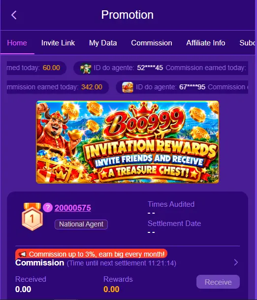 boo999 game invitation rewards